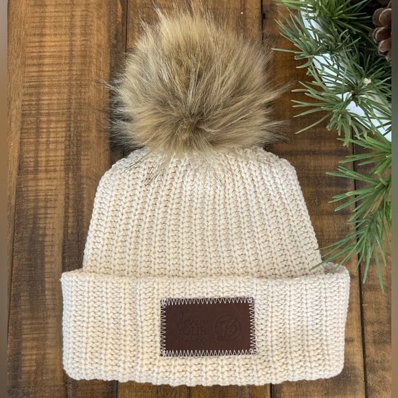 LOVE YOUR MELON | Cream Pom Beanie - Picture 1 of 4